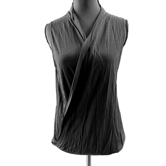 Tops - Revolve Lanston NWT Slinky Sleeveless Wrap Blouse-Size Small-Black